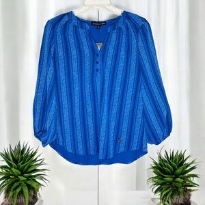 Adrienne Vittadini Vibrant Blue Polyester Blouse with 3/4 length sleeves size S